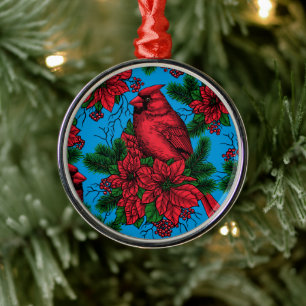 Ornamento De Metal Cardeal em decoração de Natal