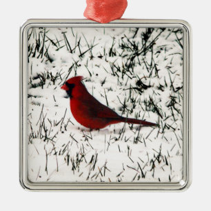 Ornamento De Metal Cardeal Feliz de Natal