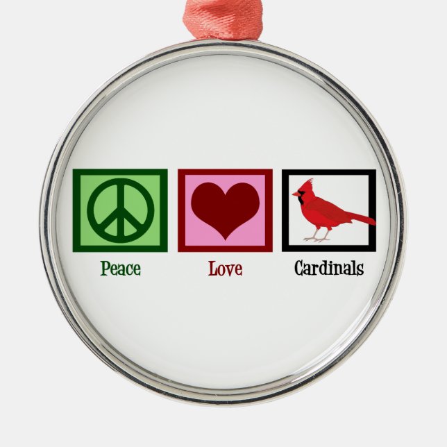 Ornamento De Metal Cardinhos do Peace Love (Frente)