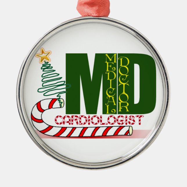 ORNAMENTO DE METAL CARDIÓLOGO FELIZ DE NATAL DO MÉDICO (Frente)