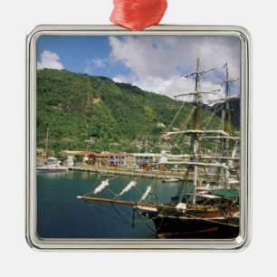 Ornamento De Metal Caribenho, St. Lucia, Soufriere. Barcos em