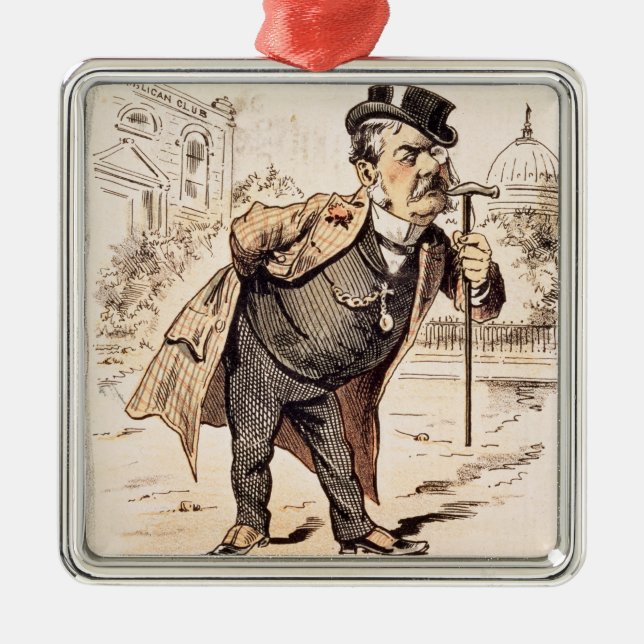 Ornamento De Metal Caricatura de Chester Alan Arthur, c.1883 (Frente)