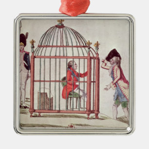 Ornamento De Metal Caricatura de Louis XVI em uma gaiola
