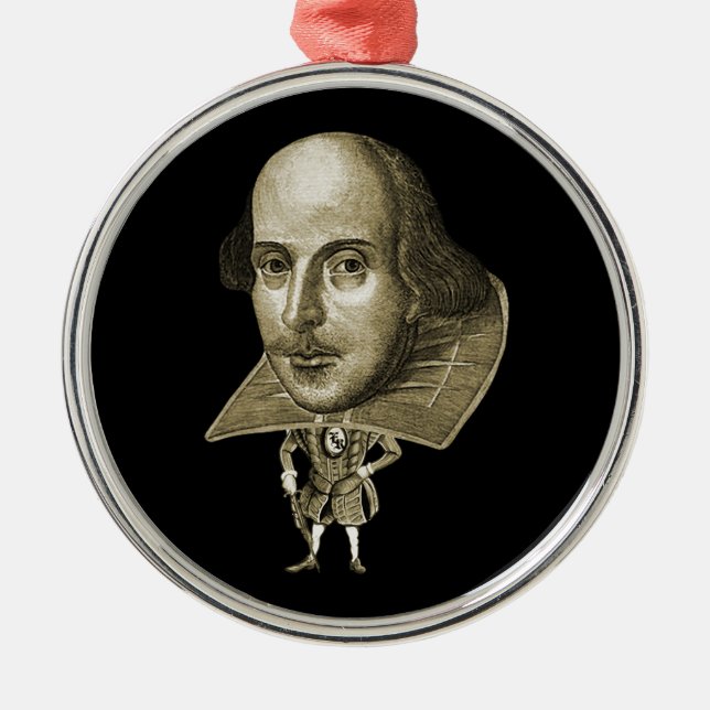 Ornamento De Metal Caricatura de Shakespeare (Frente)