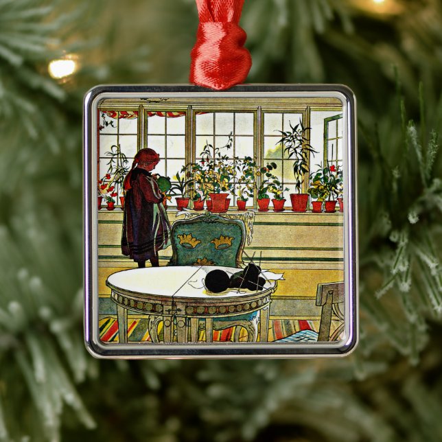 Ornamento De Metal Carl Larsson - Flores num Windowsill, (Árvore)