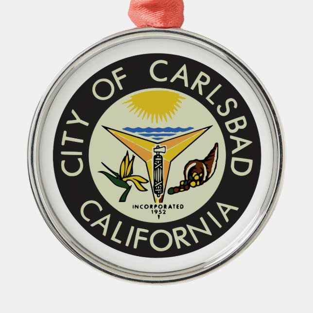 Ornamento De Metal Carlsbad (Califórnia) City Seal (Frente)