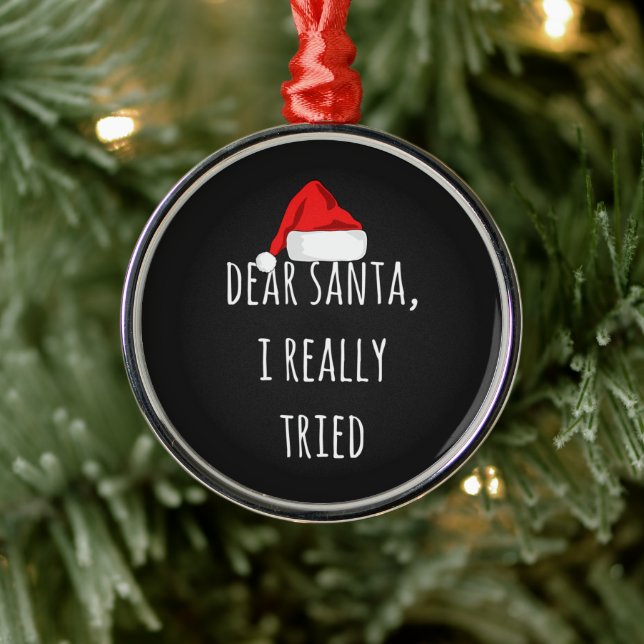 Ornamento De Metal Caros Papais noeis, tentei mesmo um Natal Engraçad (Árvore)