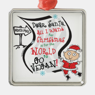 Ornamento De Metal Caros Papais noeis Vegan Wish