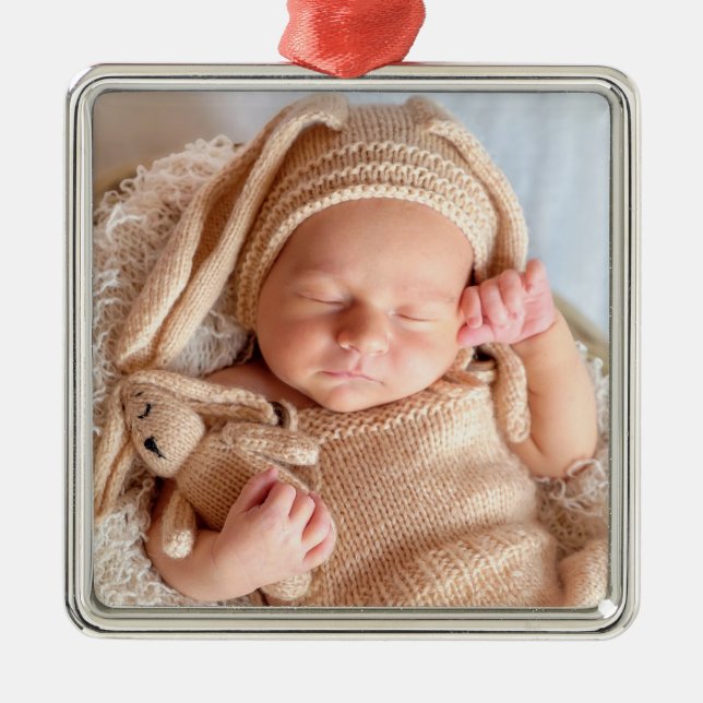 Ornamento De Metal Carregar a sua fotografia (Frente)
