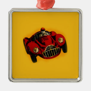 Ornamento De Metal Carro de Corrida Automática Antigo Amarelo Vermelh