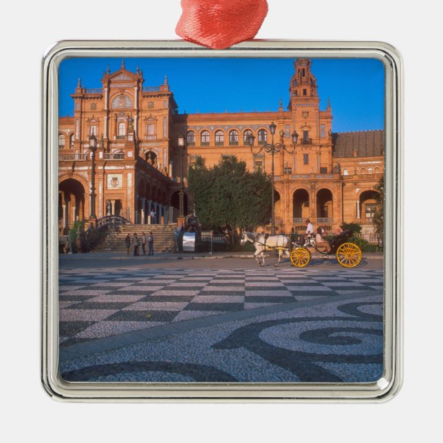 Ornamento De Metal carruagem desenhada em cavalos na Plaza de Espana (Frente)