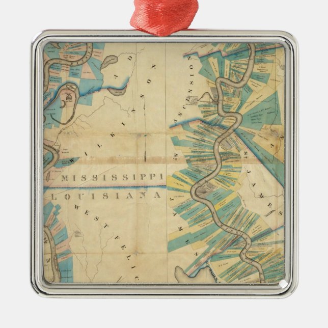 Ornamento De Metal Carta do rio Mississípi mais baixo (Frente)
