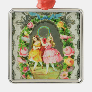 Ornamento De Metal Cartão dos namorados do Victorian