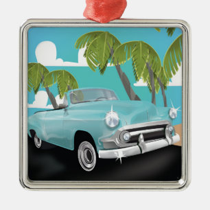 Ornamento De Metal cartaz de viagem de carro antigo em Cuba