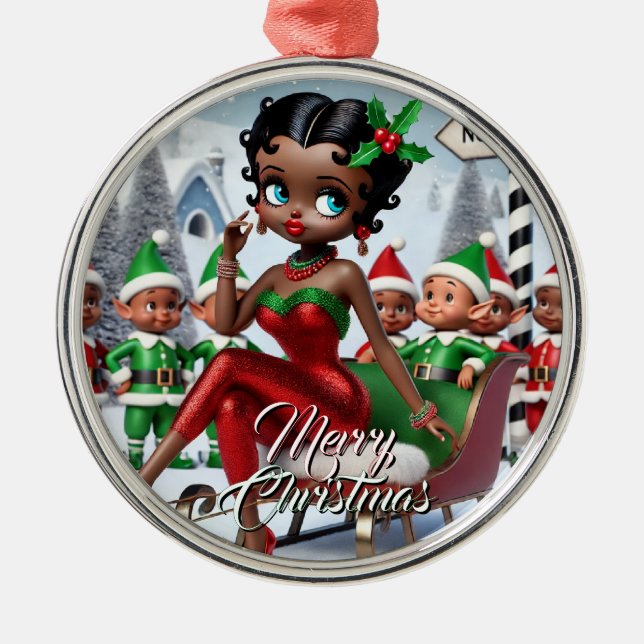 Ornamento De Metal Cartões de natal do Polo Norte (Frente)