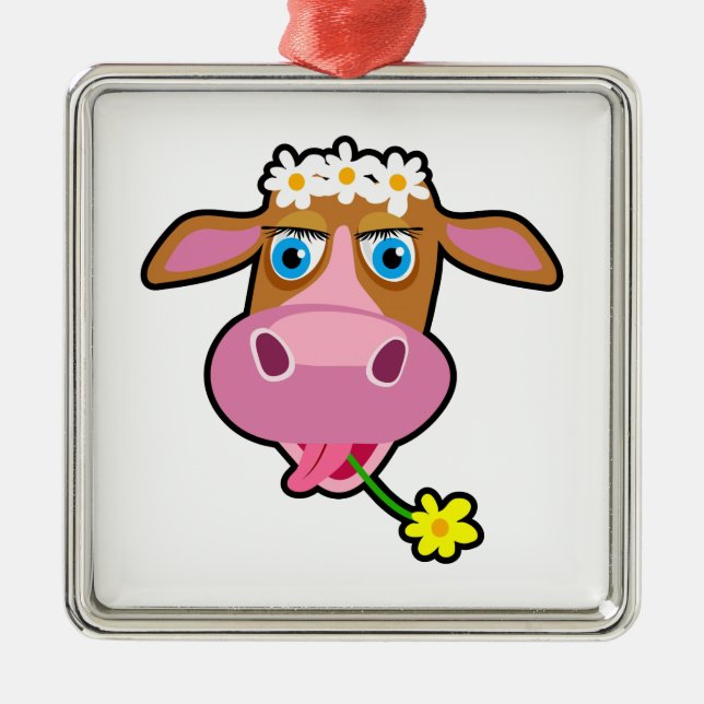 Ornamento De Metal Cartoon de vaca (Frente)