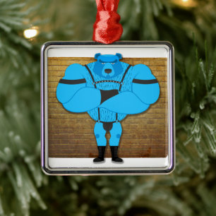 Ornamento De Metal Cartoon gay do urso SlipperyJoe