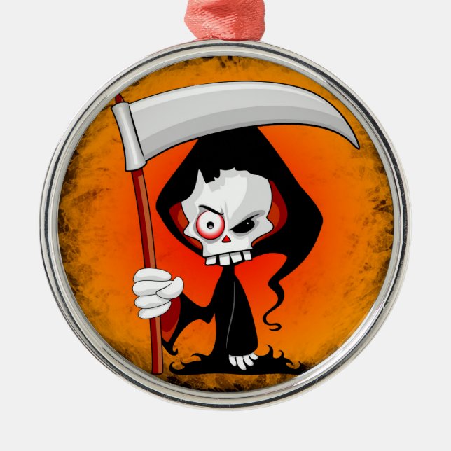 Ornamento De Metal Cartoon Grim Reaper Assustador (Frente)