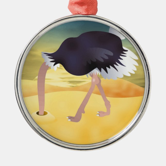 Ornamento De Metal Cartoon Ostrich Com Areia De Cabeça (Frente)