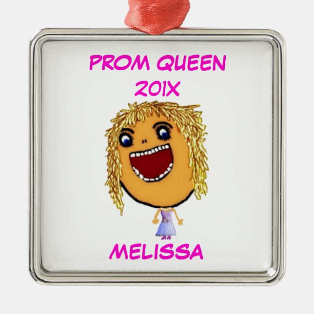 Ornamento De Metal Cartoon Queen do Baile de formatura Segundo grau p (Frente)