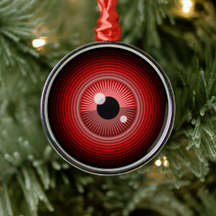 Ornamento De Metal Cartoon Red Black Mau Devil Eye Graphic