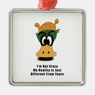 Ornamento De Metal Cartoon Verde Louco Pato Realidade Diferente