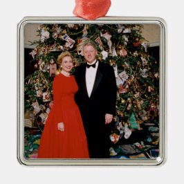 Ornamento De Metal Casa Branca de Natal Bill & Hillary Clinton
