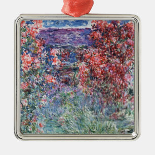 Ornamento De Metal Casa de Claude Monet   em Giverny sob os rosas