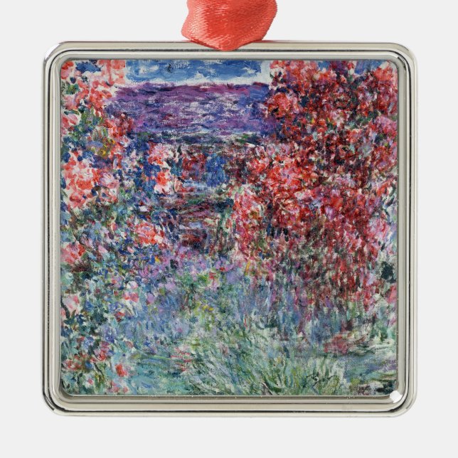 Ornamento De Metal Casa de Claude Monet | em Giverny sob os rosas (Frente)