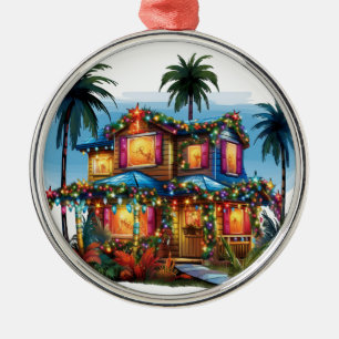 ORNAMENTO DE METAL CASA DE PRAIA DE NATAL FESTIVO TROPICAL