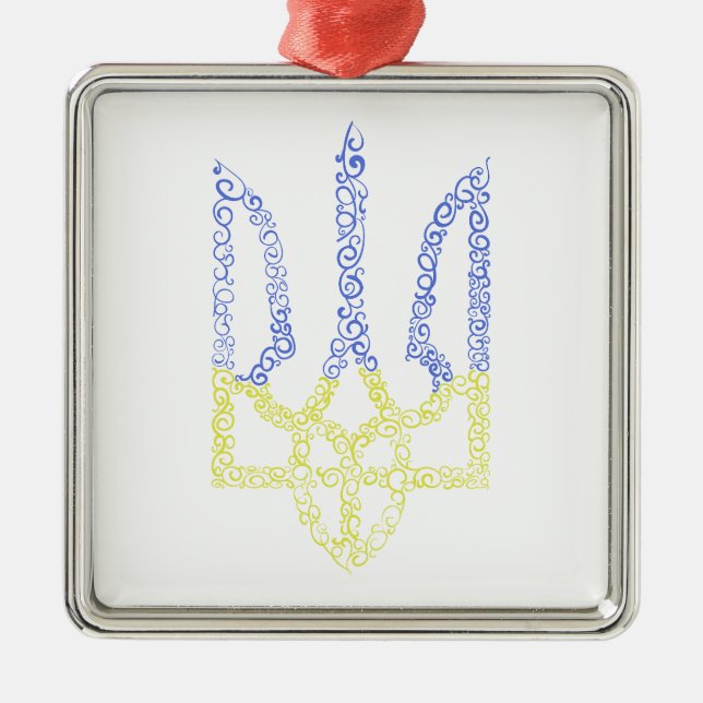 Ornamento De Metal Casaco da Ucrânia do modelo espiral tridente de ar (Frente)