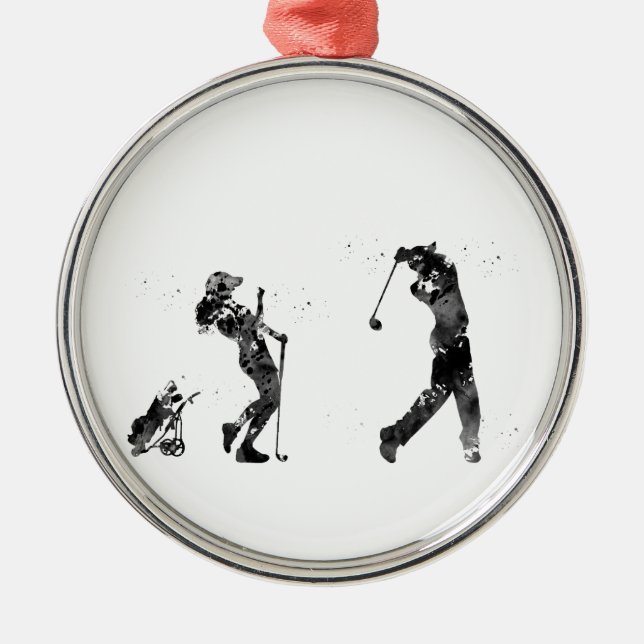 Ornamento De Metal Casal de Golfer (Frente)