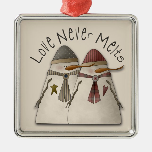 Ornamento De Metal Casal de neve (Frente)