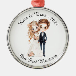 Ornamento De Metal Casal Personalizado, Nosso Primeiro Natal