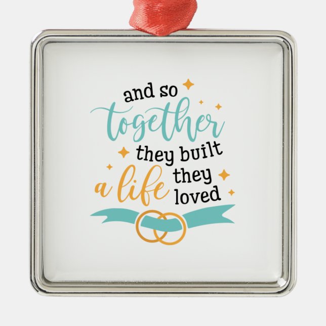Ornamento De Metal Casal Presente Juntos Eles Construíram Uma Vida (Frente)