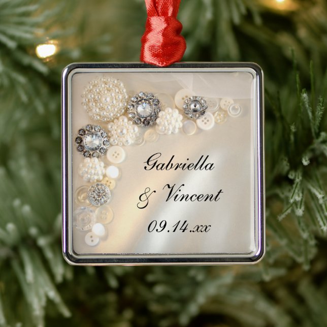 Ornamento De Metal Casamento com Manteiga Branca e Manteiga (Árvore)