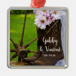 Ornamento De Metal Casamento de campo da Rússia com margarida rosa