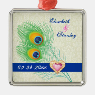 Ornamento De Metal Casamento de joia da pena de Peacock