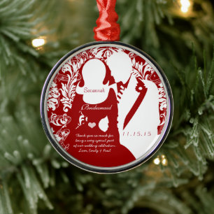 Ornamento De Metal Casamento Retro Vintage Red ou Any Color Bridesmai
