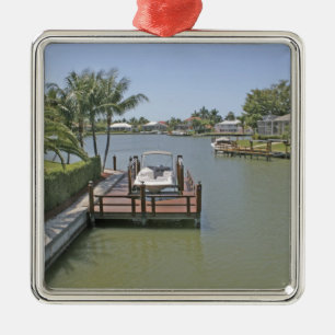 Ornamento De Metal Casas e docas no canal Marco Island Flórida