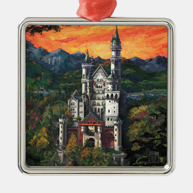 Ornamento De Metal Castelo Schloss Neuschwanstein (Frente)