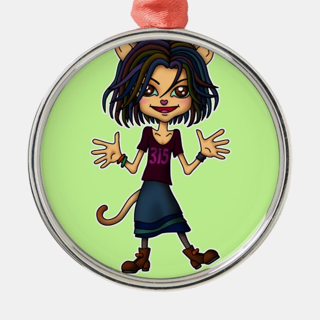 Ornamento De Metal cat girl (Frente)