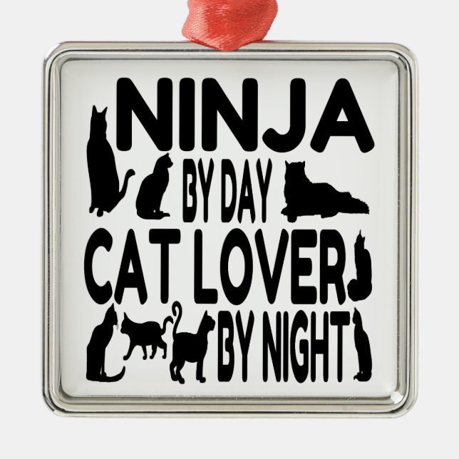 Ornamento De Metal Cat Lover Ninja (Frente)