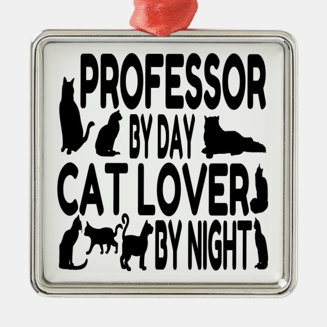 Ornamento De Metal Cat Lover Professor (Frente)