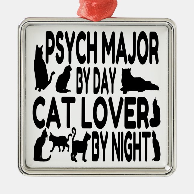 Ornamento De Metal Cat Lover Psych Major (Frente)