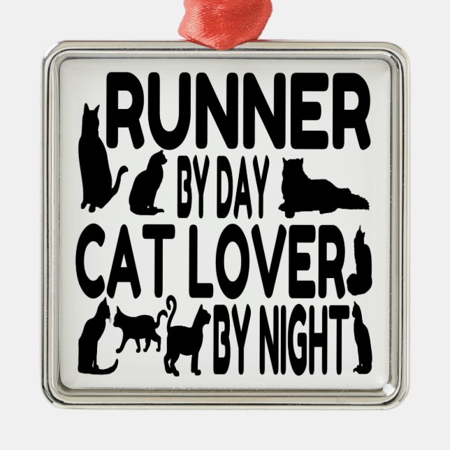 Ornamento De Metal Cat Lover Runner (Frente)
