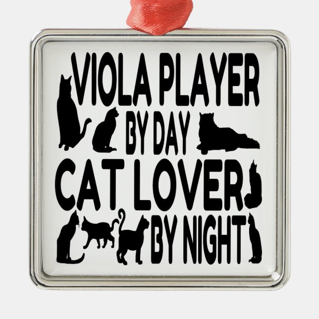 Ornamento De Metal Cat Lover Viola Player (Frente)