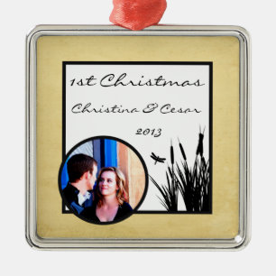 Ornamento De Metal Cattail personalizado/Dragonfly Silhouette f