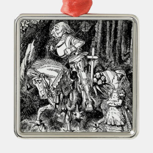 Ornamento De Metal Cavaleiro Branco Vintage Alice no País das Maravil