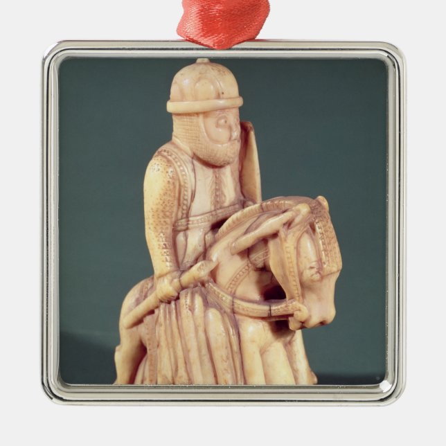 Ornamento De Metal Cavaleiro de um grupo de xadrez (Frente)